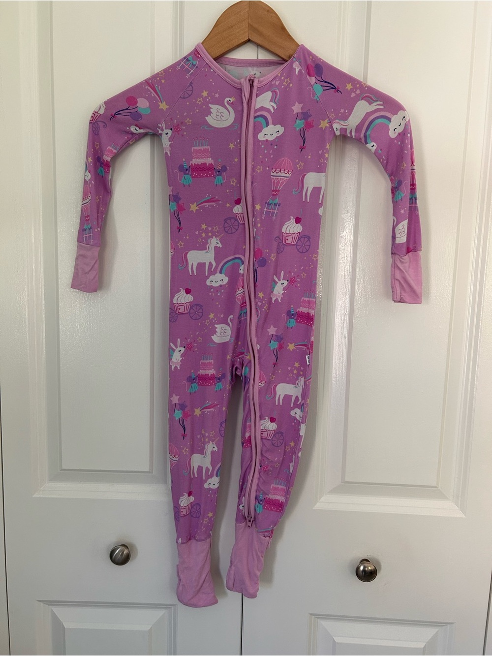 Little Sleepies purple Magical Birthday bamboo zippy size 18-24 months unicorns